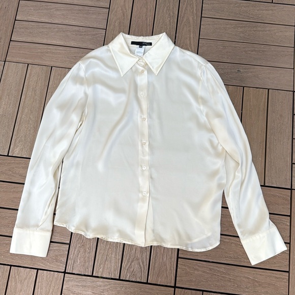 Les Copains ivory silk long sleeve blouse - Picture 8 of 10